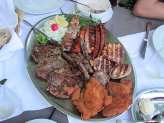 The meat plate of the dinner