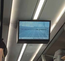 A picture of a sign claiming to be on time