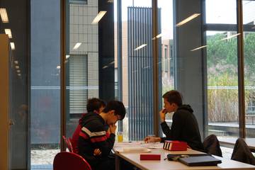 Students working together and solving theoritical tasks